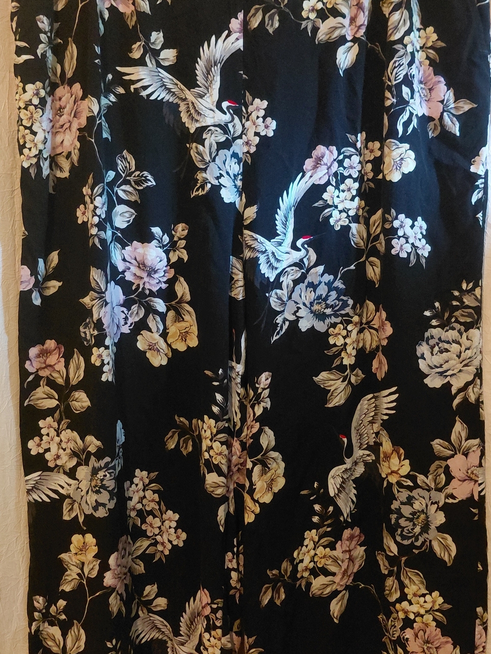 torrid Black Wide-Leg  Floral & Crane Motif